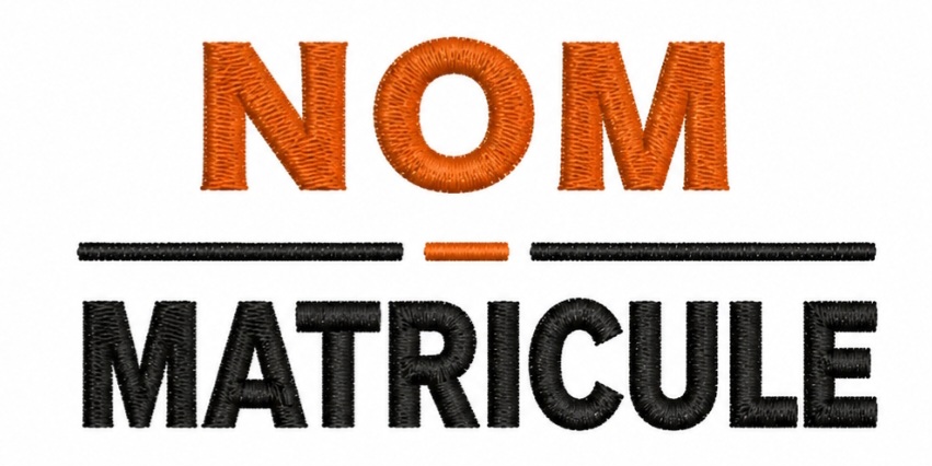 Broderie de nom/matricule