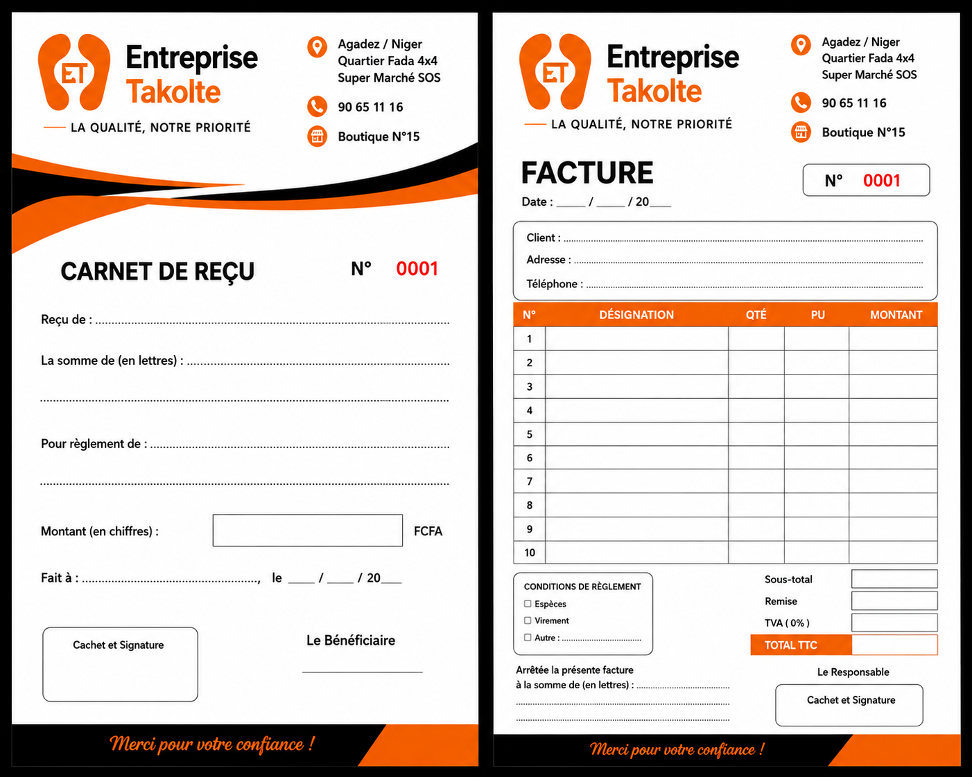Impression de factures/reçus